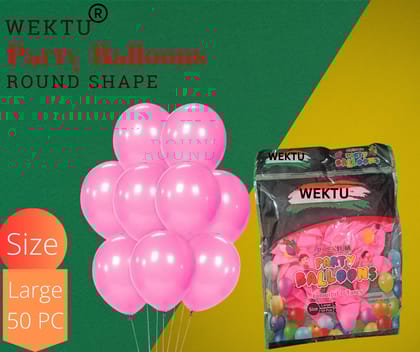 WEKTU Party Balloons - Large, 50 Pcs, Round Shape -Pink & Fancy