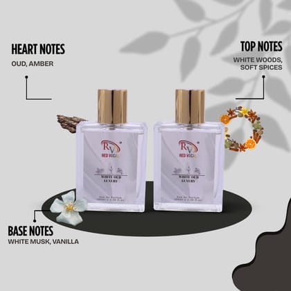 Red Vocal White Oud Unisex Luxury Eau De Parfum Perfume Spray Combo Set 100ml*2