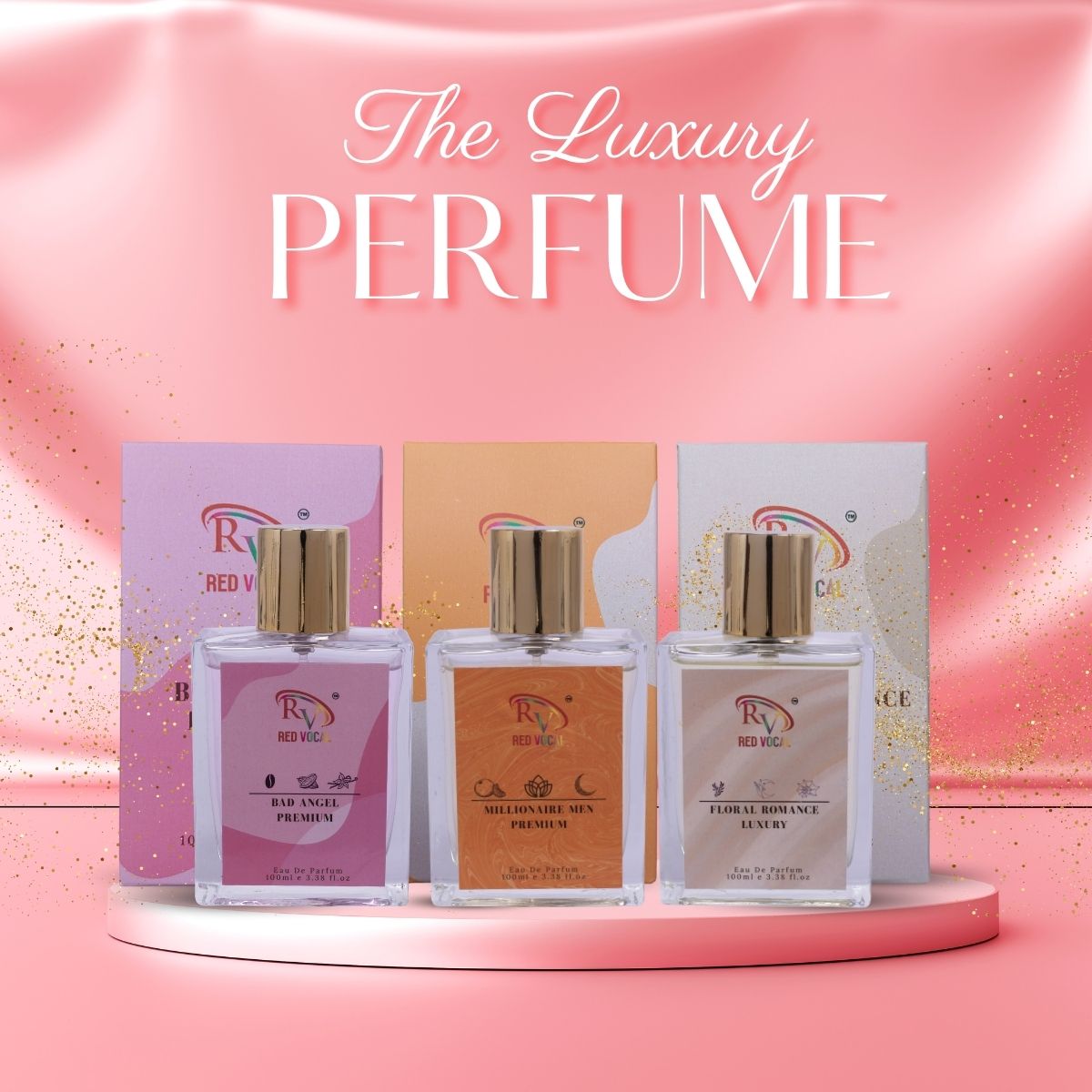 Red Vocal Bad Angel Premium Perfume Spray with Millionaire Men Premium 100ml and Floral Romance Luxury Perfume Combo – 3 x 100ml