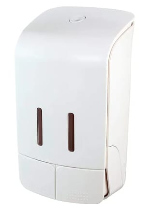 Manual Soap Dispenser ABS-Plastic Wall Mounted Manual Shampoo Shower Gel Soap Hand Sanitizer Plastic Liquid Dispenser (2 in 1 Manual -550ml : 550ml) (White)