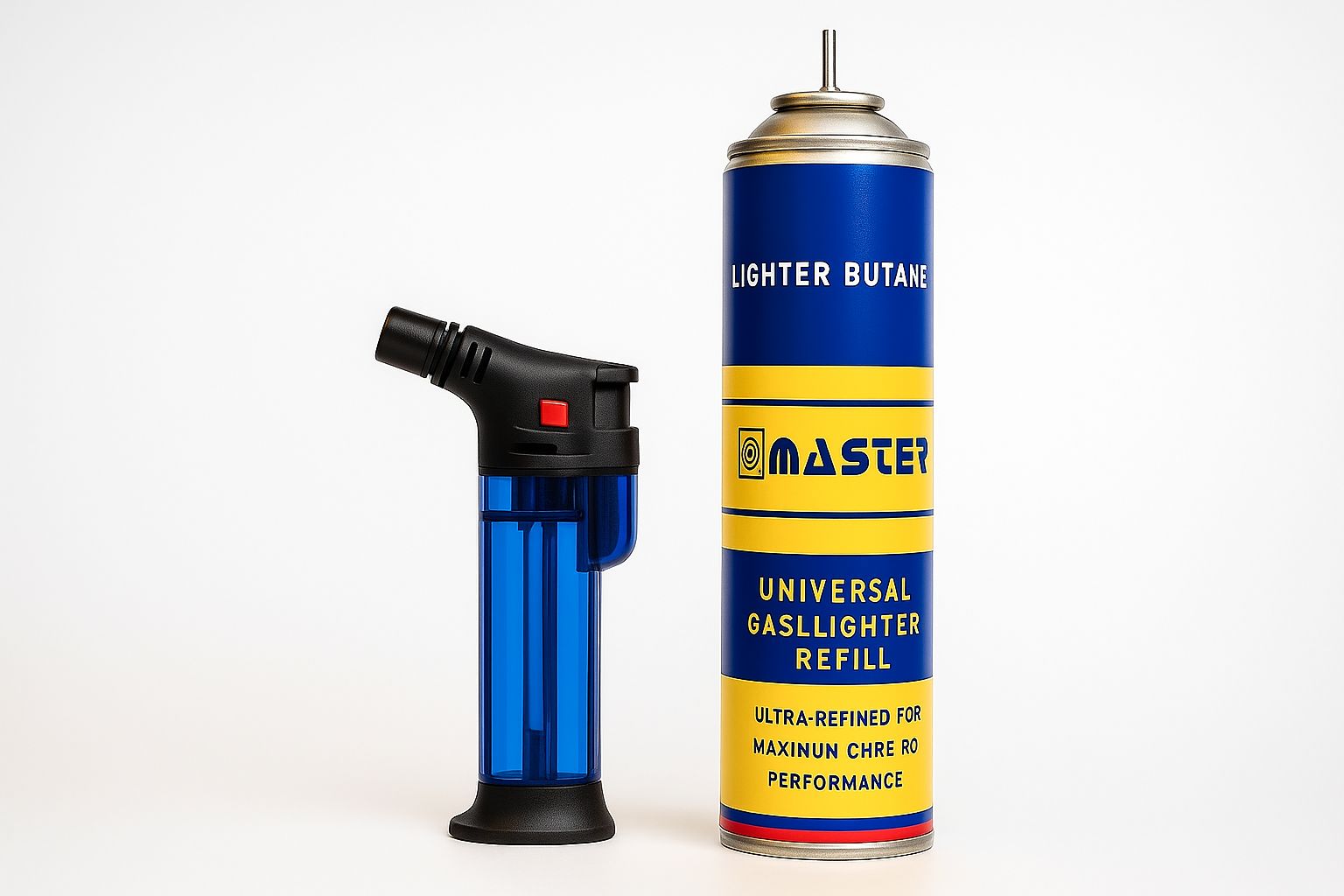 Master Gas Torch Lighter with Butane Refill Can 750ml – Adjustable Flame Kitchen Blow Torch for Cooking, BBQ, Baking & Welding