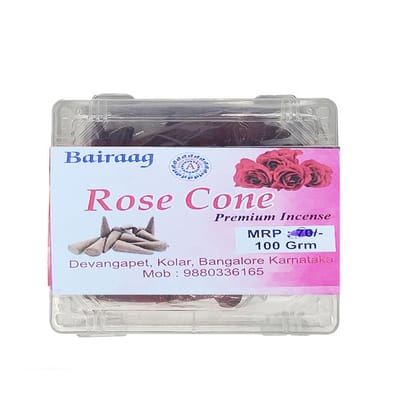 Bairaag Rose Cone Premium Incense - 100 Grm
