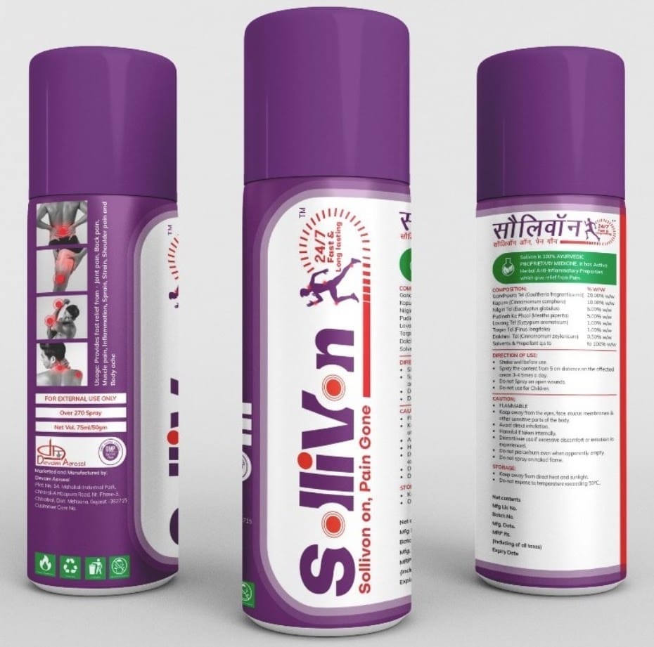 Sollivon Pain Relief Spray – 30ml x Pack of 3