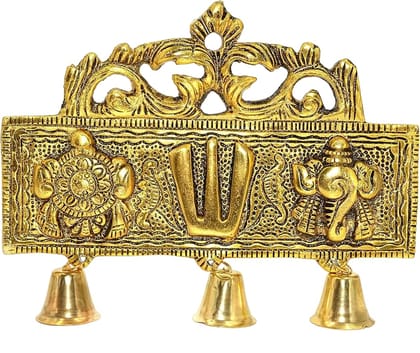 Metal Tirupati Balaji Shankh Chakra Namah Door Hanging with 3 Bells for Home ,Office & Room, Showpiece Figurines, Religious Idol Metal Tirupati Balaji Shankh Chakra Namah Door Hanging with 3 Bells for Home ,Office & Room, Showpiece Figurines, Religious Idol