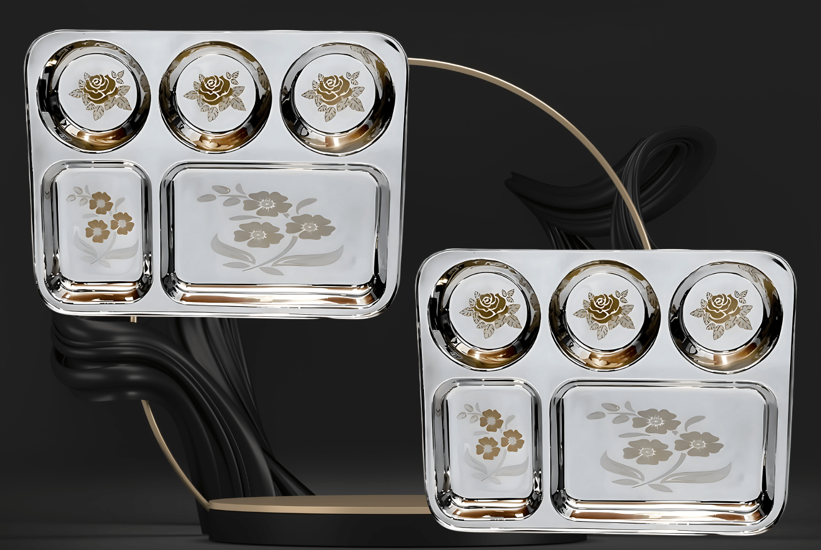 5 in 1 Lunch/Dinner/Bhojan Thali Pack of 2