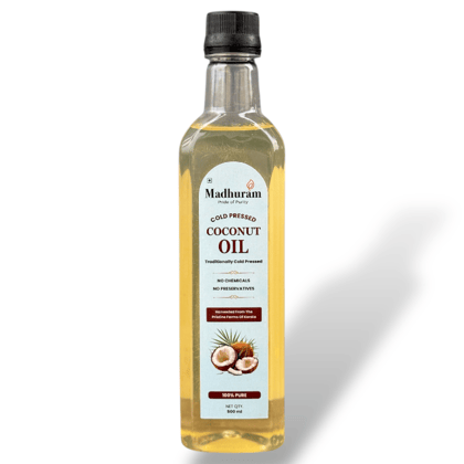 Madhuram Cold Pressed Coconut Oil | 1000 ml | 100% Pure & Natural | Unrefined, Edible, for Skin & Hair | 500 ml