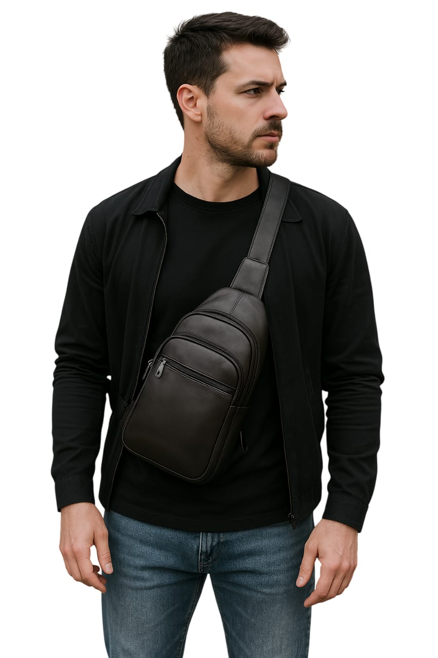 Leather Sling Bag - Chest Bag - Minimalist Design