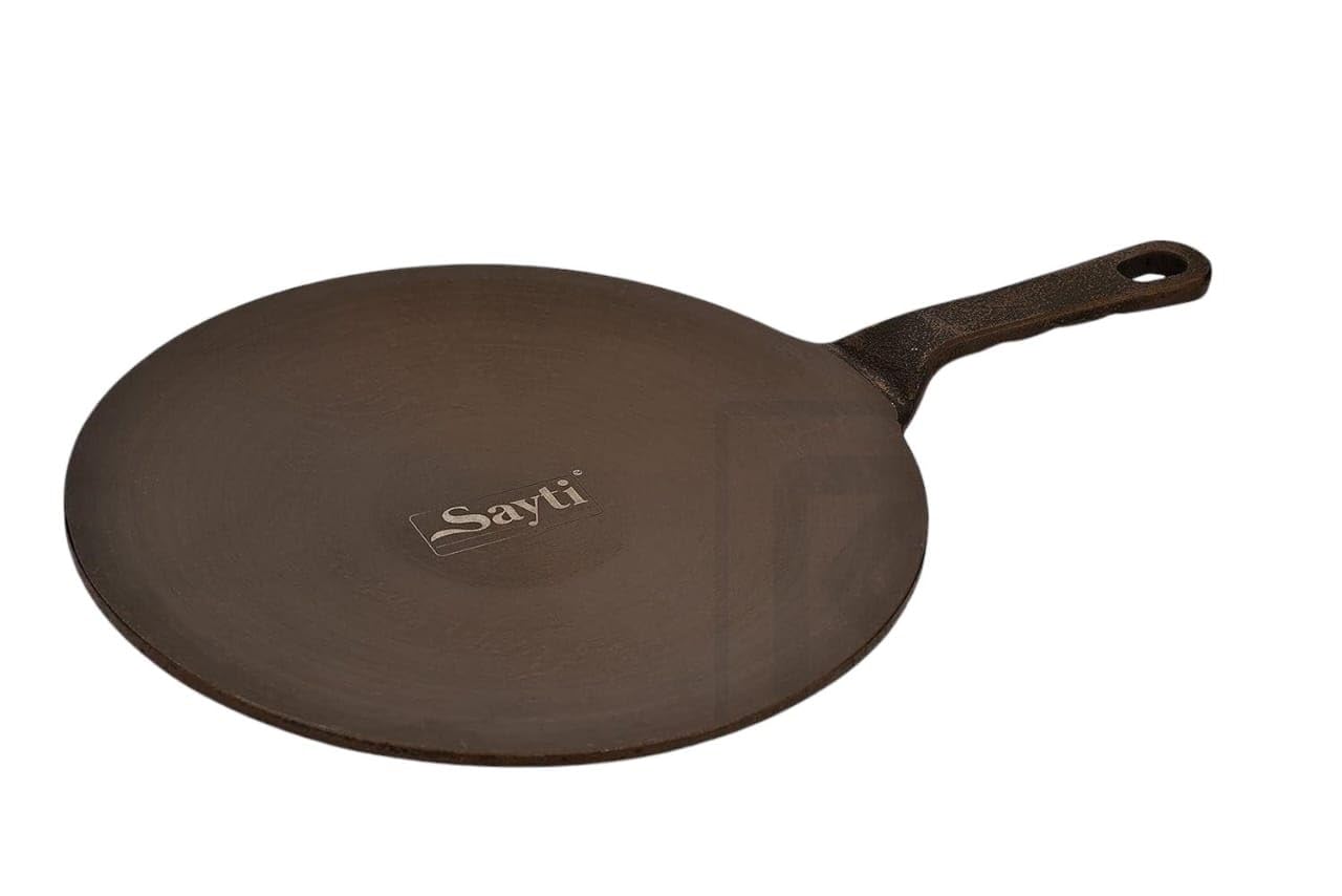 RK Pre-Seasoned Cast Iron Tawa | Pre-Seasoned with 100% Vegetable Oil | Naturally Nonstick | High Pressure Casting | High Strength | Bring Back Nostalgic Taste | Toxin-Free (25cm)