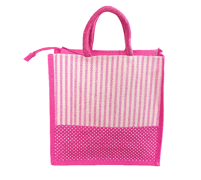 Pink Striped Tote Bag with Polka Dot Detail