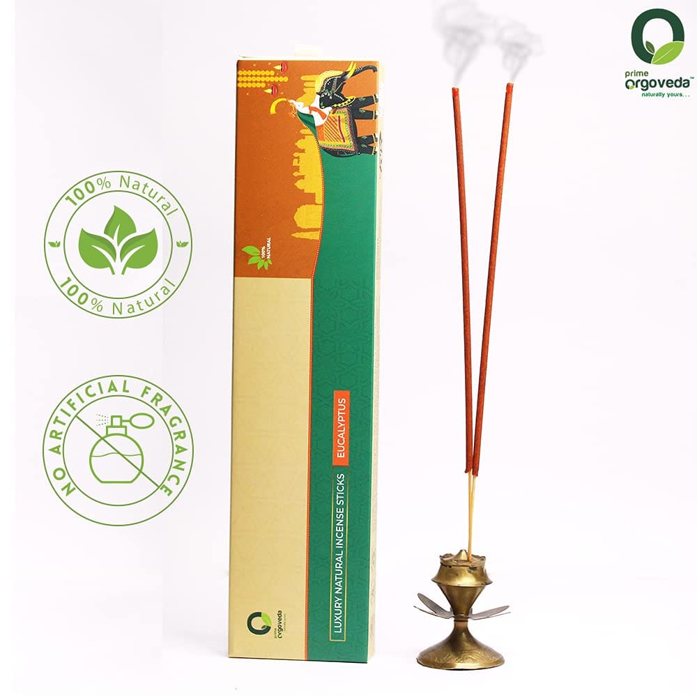 Prime Orgoveda Eucalyptus Incense Sticks | 100% Natural Organic Handmade - (Pack of 50 Sticks)