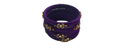 Purple Silk Thread Bangles with Embellishments