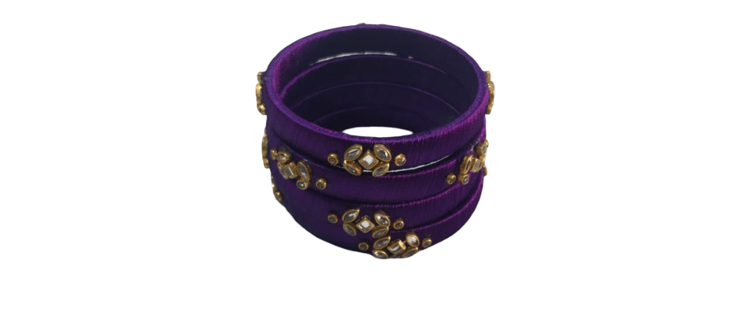 Purple Silk Thread Bangles with Embellishments