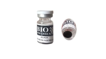 Black Prosthetic Contact Lens with Lens Case, Lens Holder and 100 ML Solution