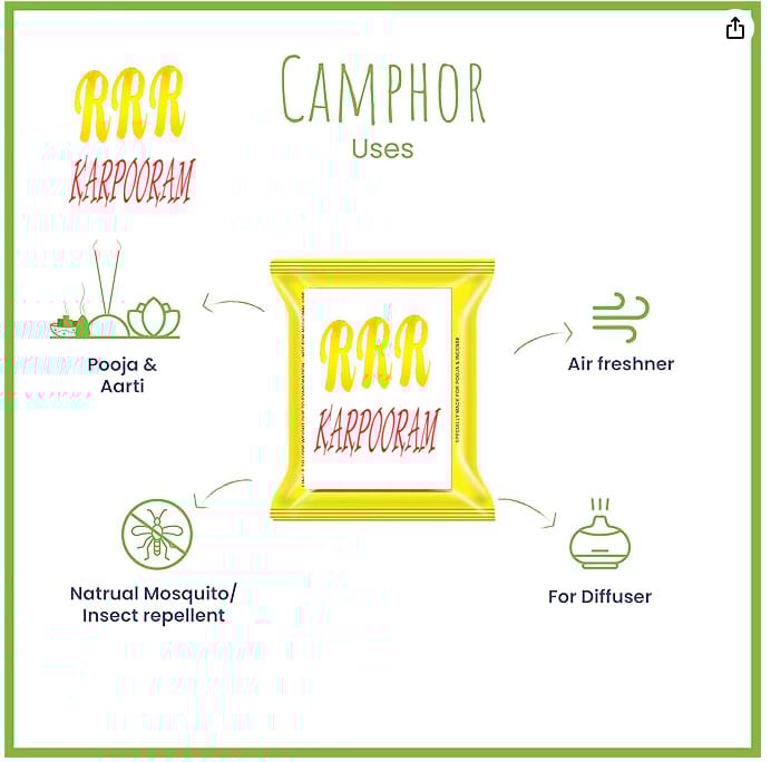 RRR Karpooram Camphor 50G - Natural Air Freshener & Insect Repellent