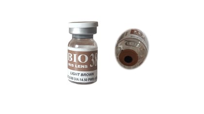 Prosthetic Contact Lens/Contact Lens (Light Brown Center Black) with Lens Case, Lens Holder and 100 ML Solution