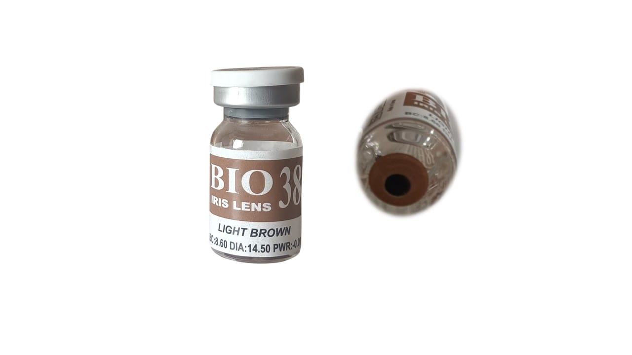 Prosthetic Contact Lens/Contact Lens (Light Brown Center Black) with Lens Case, Lens Holder and 100 ML Solution