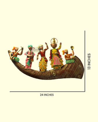 Chandra Craft Store Rajasthani Shehnai Musician Wall Hanging | Handcrafted Iron Wall Art in Traditional Attire | Ethnic Indian Décor for Living Room, Entryway & Office | Cultural Folk Music Showpiece | Pack of 1