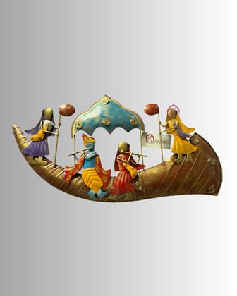 Chandra Craft Store Rajasthani Radha Krishna Musician Wall Hanging | Handcrafted Iron Wall Art in Traditional Attire | Ethnic Indian Décor for Living Room, Entryway & Office | Cultural Folk Music Showpiece | Pack of 1