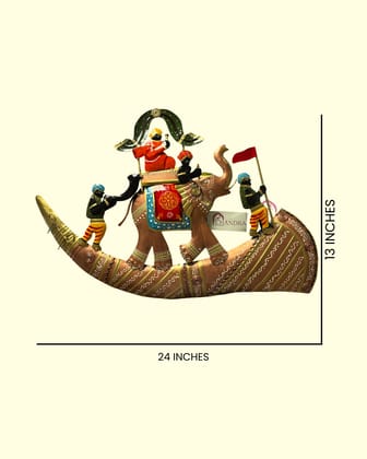 CHANDRA CRAFT STORE Rajasthani Shehnai Raja Wall Hanging – Handcrafted Iron Musician Art in Traditional Attire | Ethnic Folk Décor for Living Room, Entryway & Office | Pack of 1