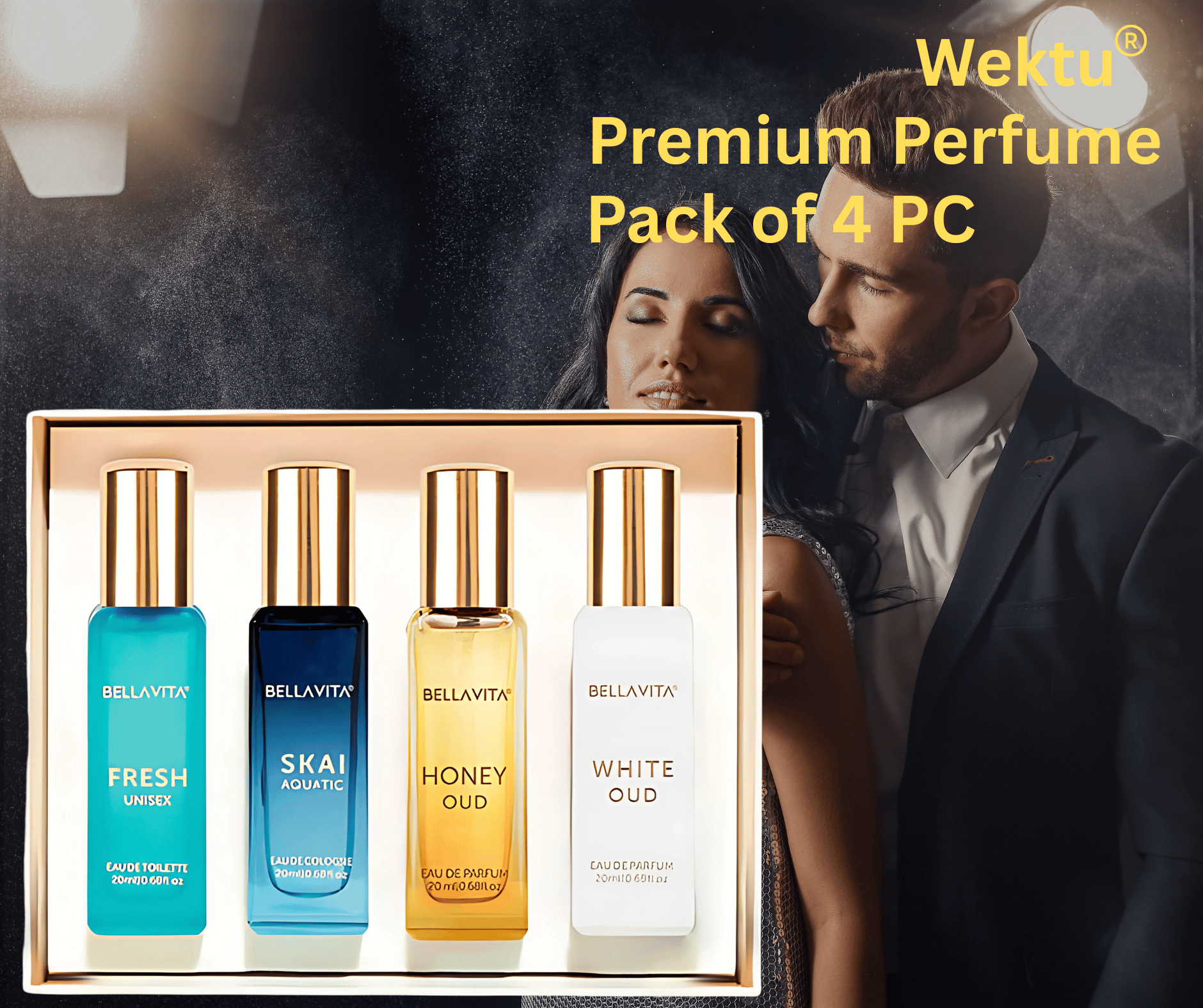 Wektu Premium Perfume Pack of 4 - Fresh, Skai, Honey Oud & White Oud