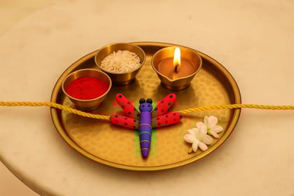 Handcrafted Blue & Pink Butterfly Rakhi