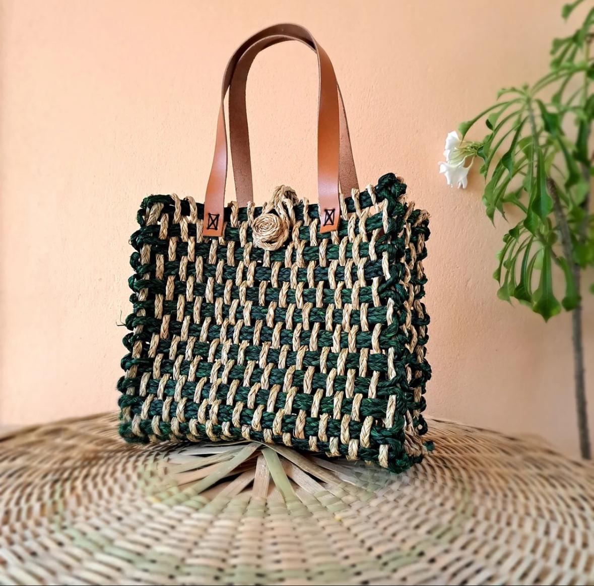 Handcrafted Black Sabai Grass travel Mesh Bag