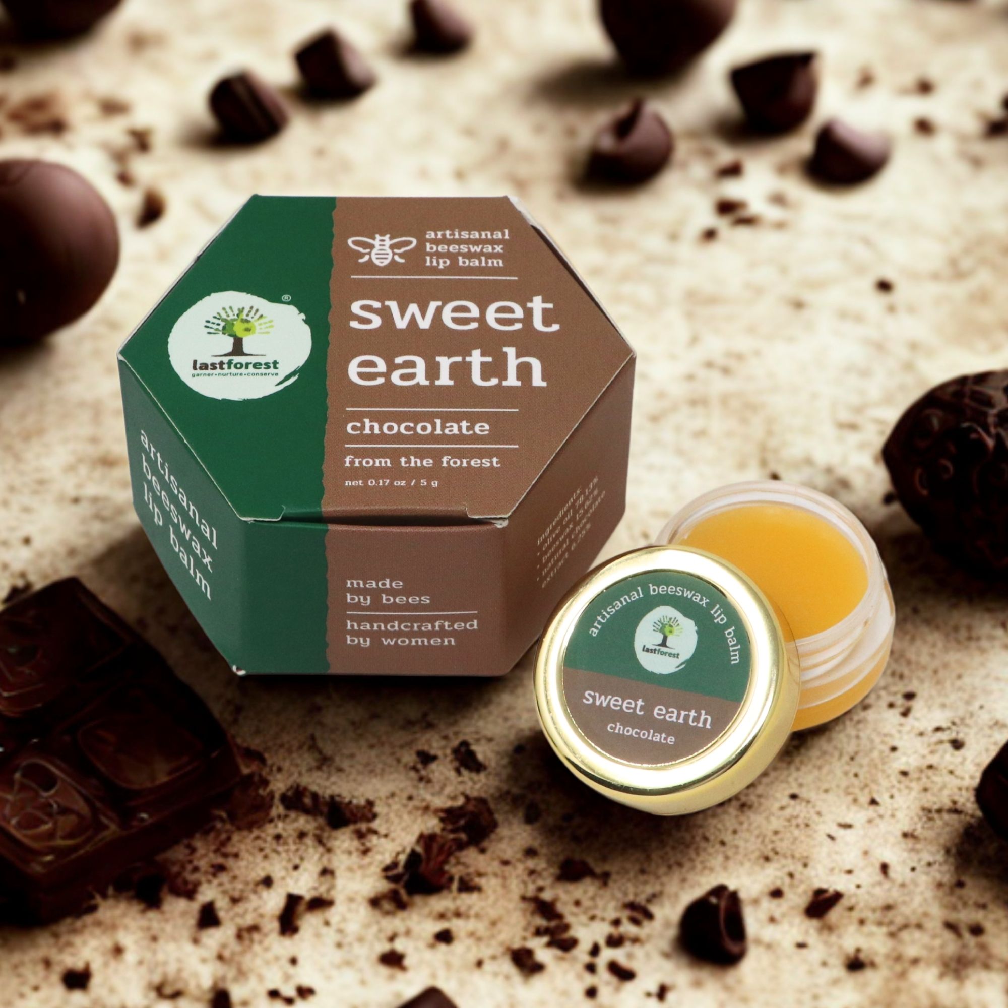 Last Forest Beeswax Natural Lip Balm for Men & Women 5g | Organic & Natural | Non-sticky | 24 Hrs Lip Moisturizer For Dry And Chapped Lips | SPF with Vitamin A | Nourish & Protect (Chocolate)