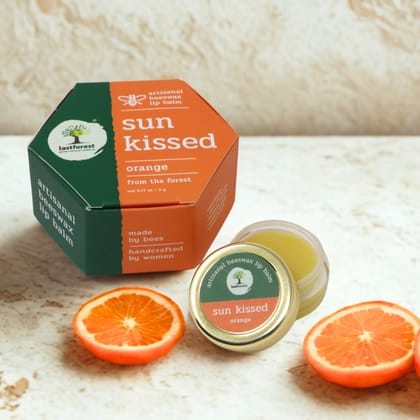 Last Forest Beeswax Natural Lip Balm for Men & Women 5g | Organic & Natural | Non-sticky | 24 Hrs Lip Moisturizer For Dry And Chapped Lips | SPF with Vitamin A | Nourish & Protect (Orange)