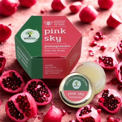 Last Forest Beeswax Natural Lip Balm for Men & Women 5g | Organic & Natural | Non-sticky | 24 Hrs Lip Moisturizer For Dry And Chapped Lips | SPF with Vitamin A | Nourish & Protect (Pomegranate)