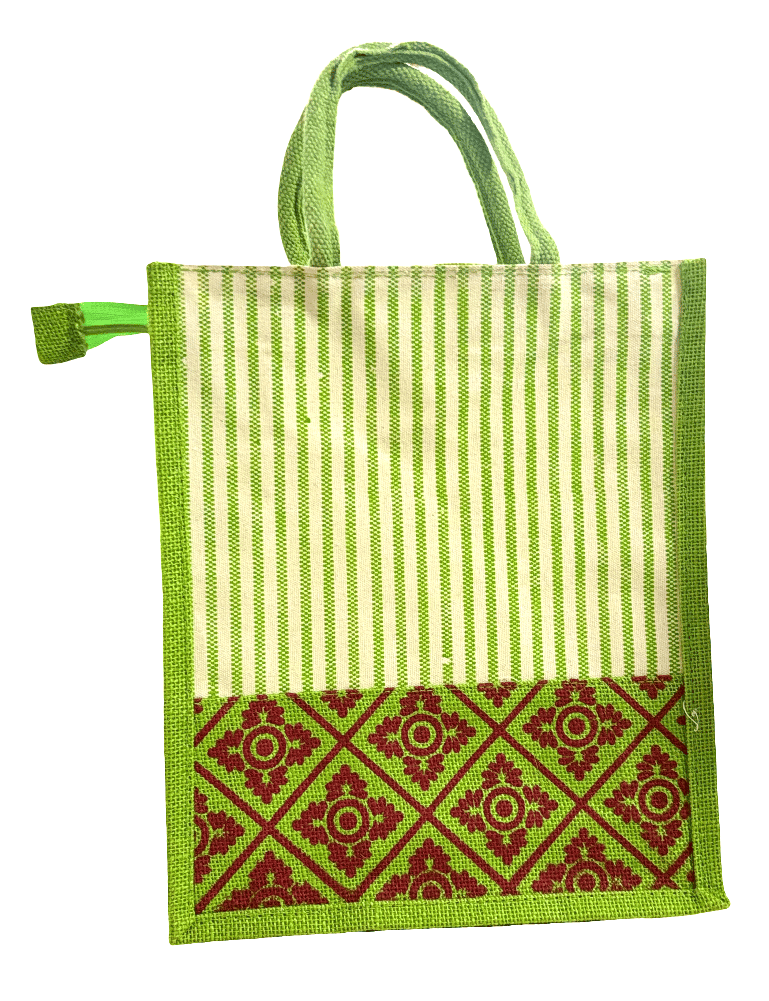 Eco-Friendly Jute Shopping Bag with Floral Design (T)