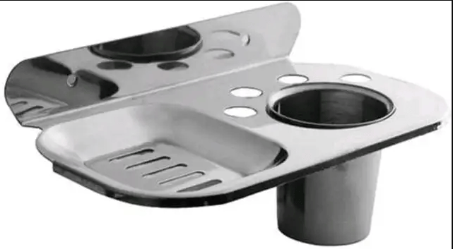 WEKTU Single Soap Dish With Tumbler/Brush Holder/Paste Holder/1PC125  (Silver)