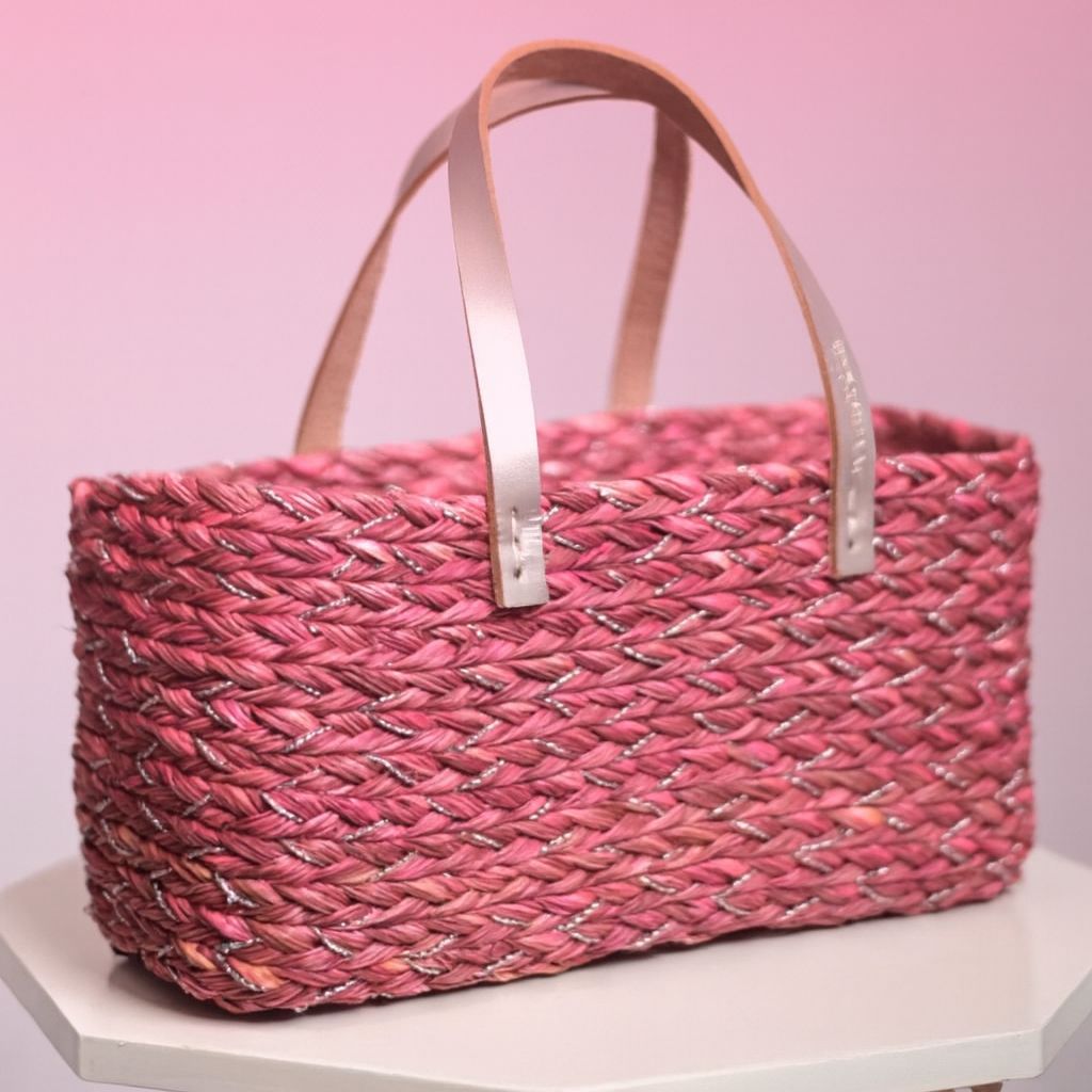 Handcrafted Sabai Grass Pink-Coloured Bag