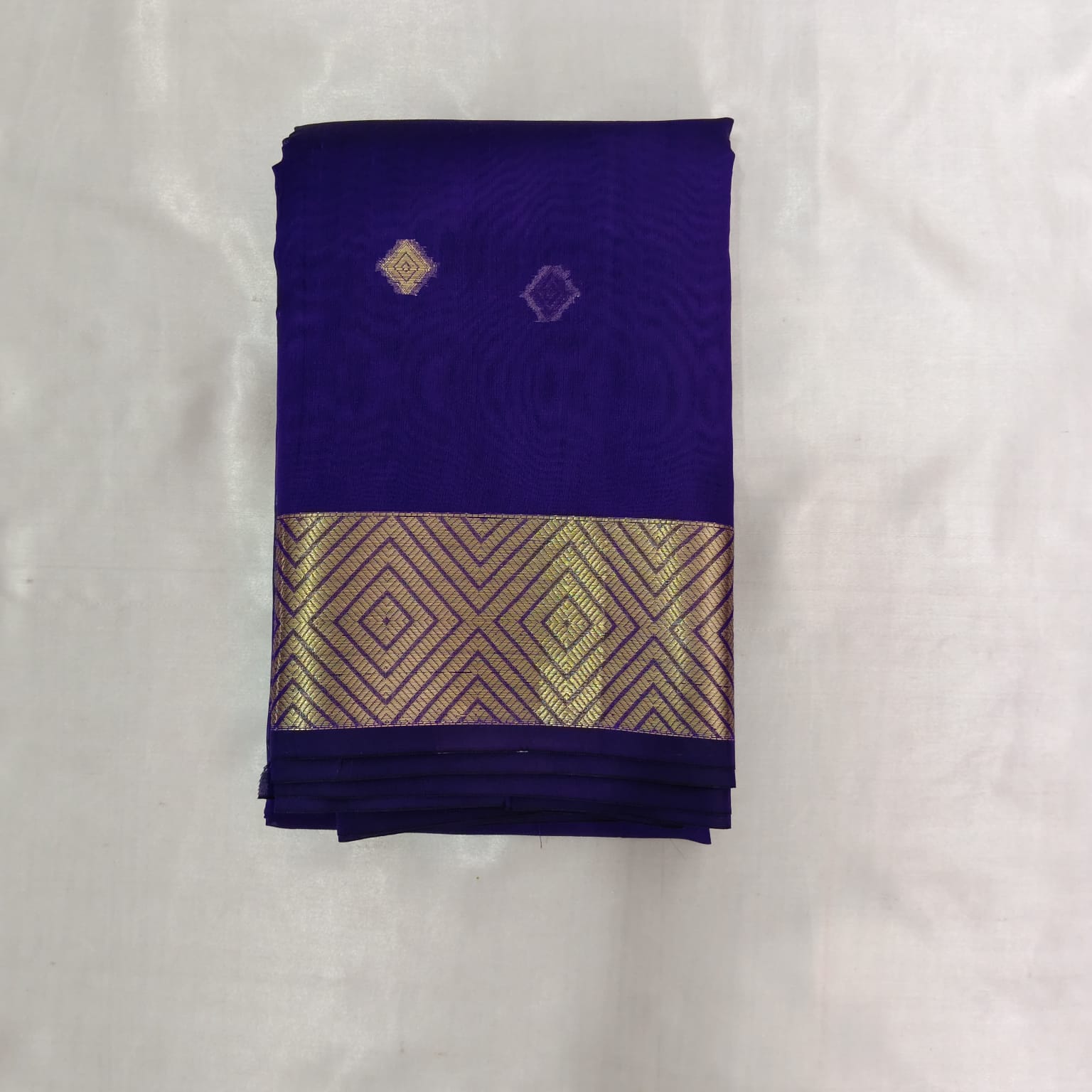 Silk Cotton Saree with Blouse - Violet