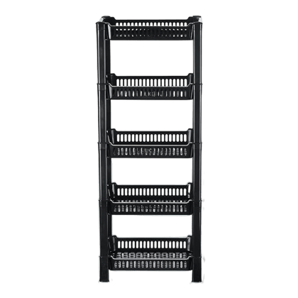 5-Layer Multipurpose Kitchen Organizer/Storage Rack | Onion Stand For Kitchen | Vessels & Vegetable Organiser | Black