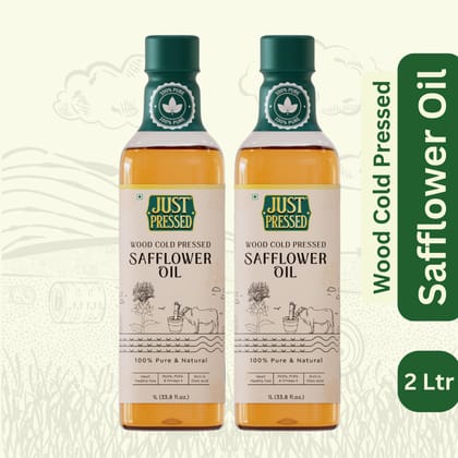 JustPressed Groundnut & Safflower Oil Combo - Wood Cold Pressed | Kachi Ghani Extraction | Premium Quality | Natural Flavor - 2 litres