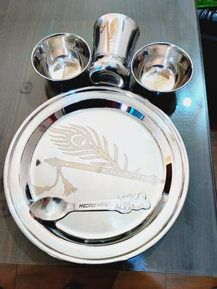 Stainless Steel Dinnerware /Kid Set/Bansuri Design/1PACK