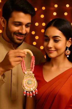 Pink Enamel & Gold-Plated Necklace and Earrings Set Pink Enamel & Gold-Plated Necklace and Earrings Set