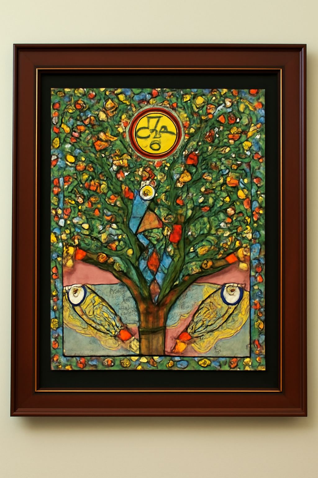 Abstract Tree Art Print in Wooden Frame
