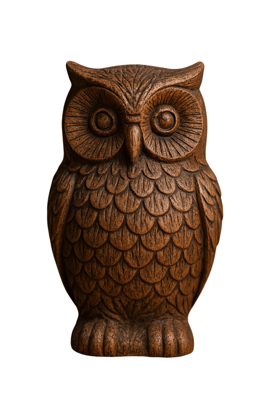 Wooden Owl Figurine - Decorative Owl Statue - Home Decor