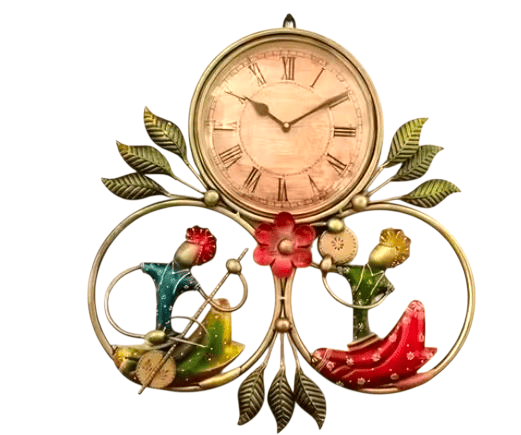 Handcrafted Metal Wall Clock with Musicians & Dancers
