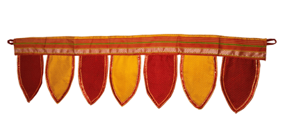 Traditional Handmade Khan Fabric Toran With Red Golden Lace With Traditional Border. Bring home the spirit of Indian heritage—shop our Khan Fabric Torans today and transform your space with tradition, color, and joy.