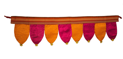 Traditional Handmade Khan Fabric Toran With Golden Flower With Traditional Border. Bring home the spirit of Indian heritage—shop our Khan Fabric Torans today and transform your space with tradition, color, and joy.