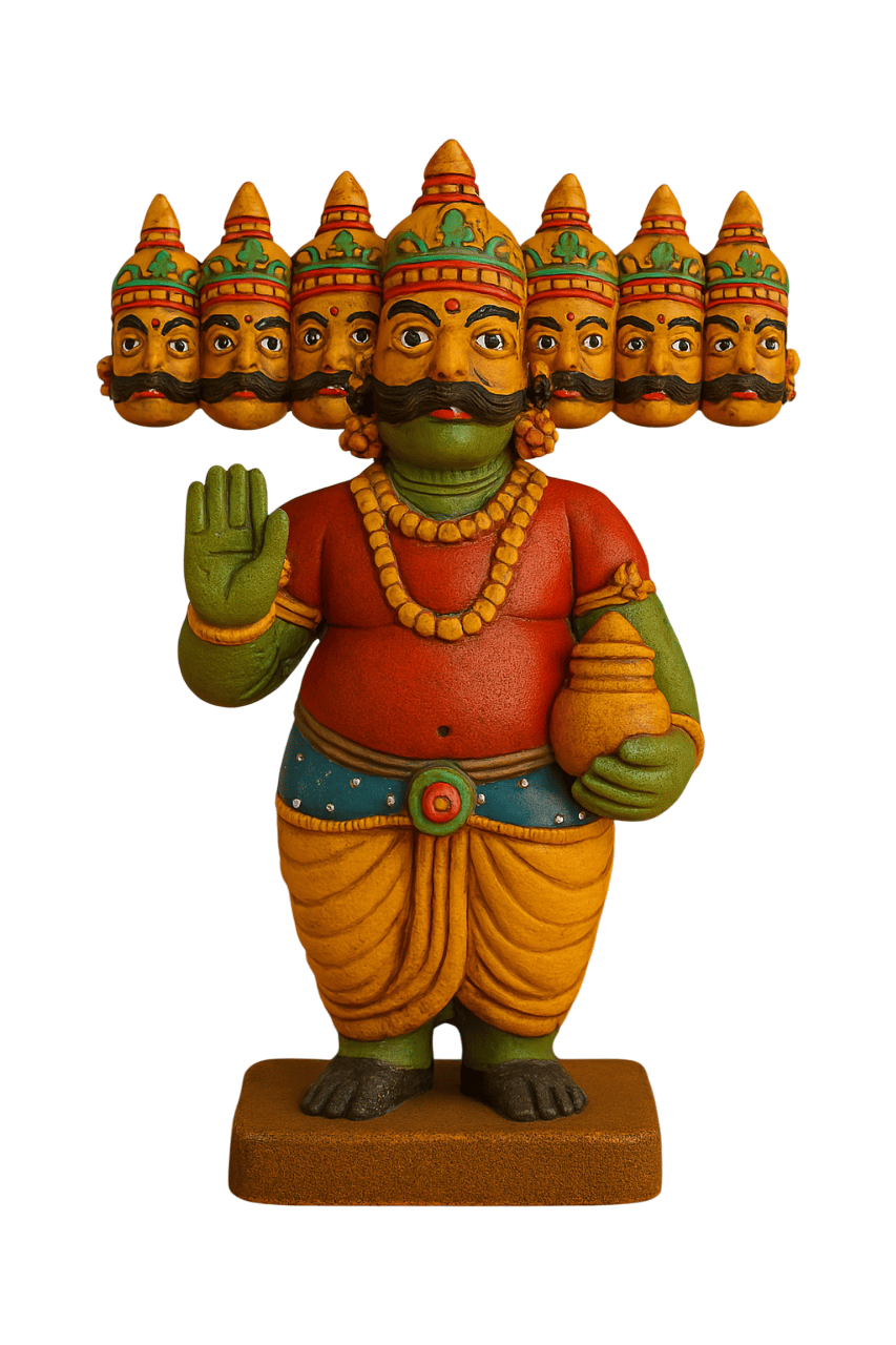 Handcrafted Ravana Idol - Ten-Headed Demon King Statue