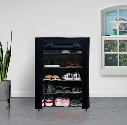 PHILOSHOP 5-Tier Metal Shoe Rack with Dustproof Cover – Space-Saving Storage Organizer for Entryway PHILOSHOP 5-Tier Metal Shoe Rack with Dustproof Cover – Space-Saving Storage Organizer for Entryway
