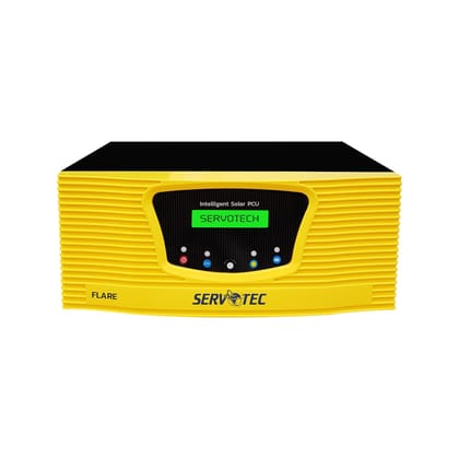 Servotech 1000VA/12V (1KW) MPPT Solar PCU | Offline Off-Grid Solar Inverter | Single Phase in/Out | Advanced Solar Technology |Flare 1512|Yellow|Pack of 1