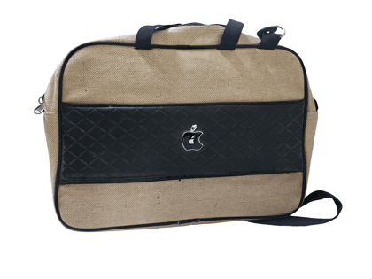 Beige office Jute Bag with Quilted Black Panel Nandyal