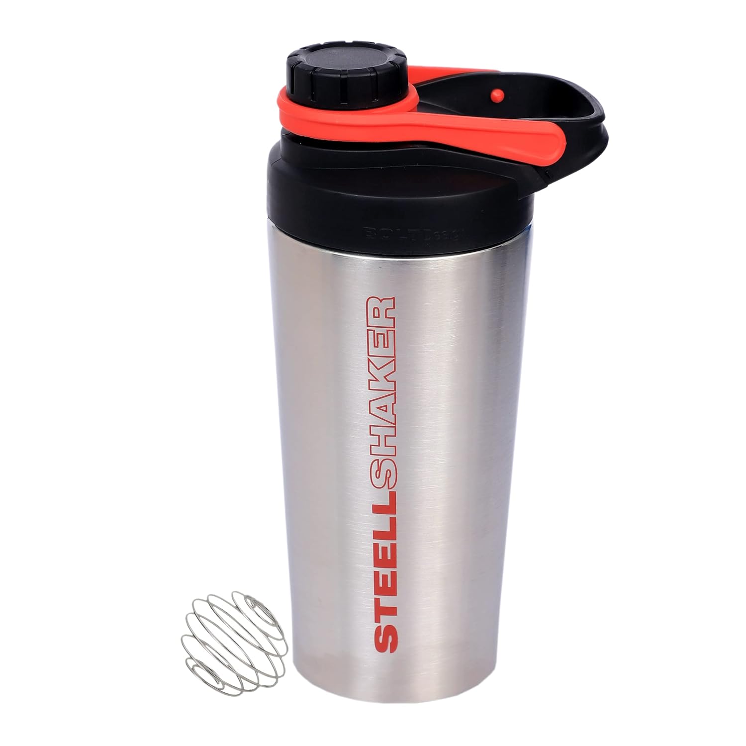 Jaypee Plus Steel Shaker 700 ml Siver Black with Wire Blending Ball , Assorted Handle Color