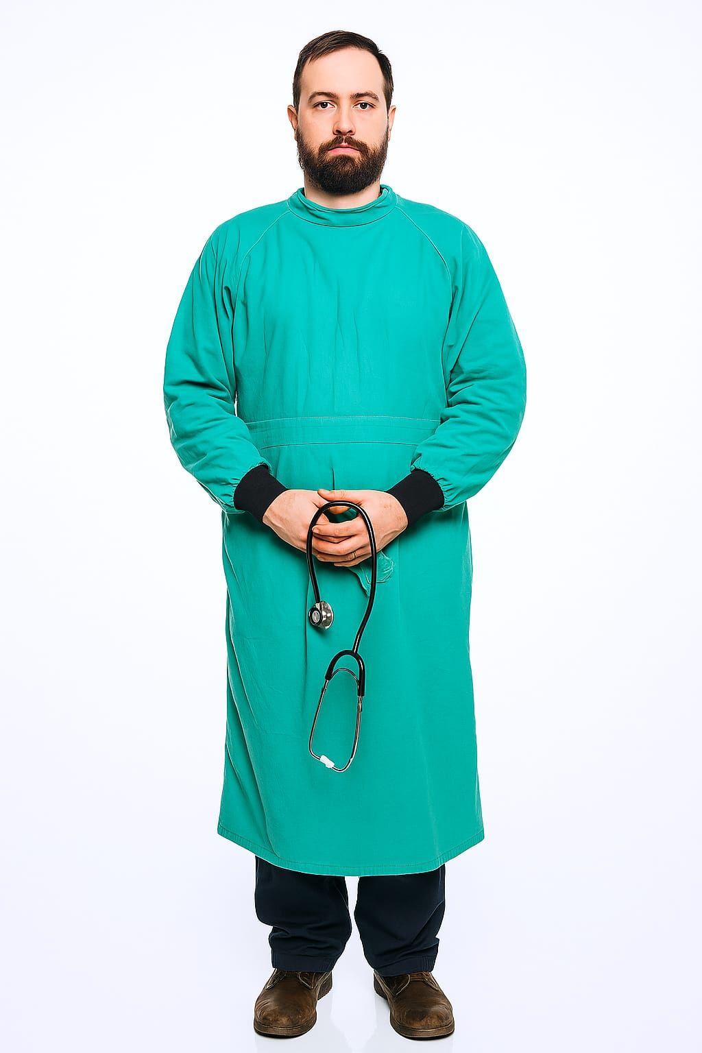 Surgeon Gown – Full Sleeves with Ribbed Cuffs | Medical OT Protective Wear | Free Size
