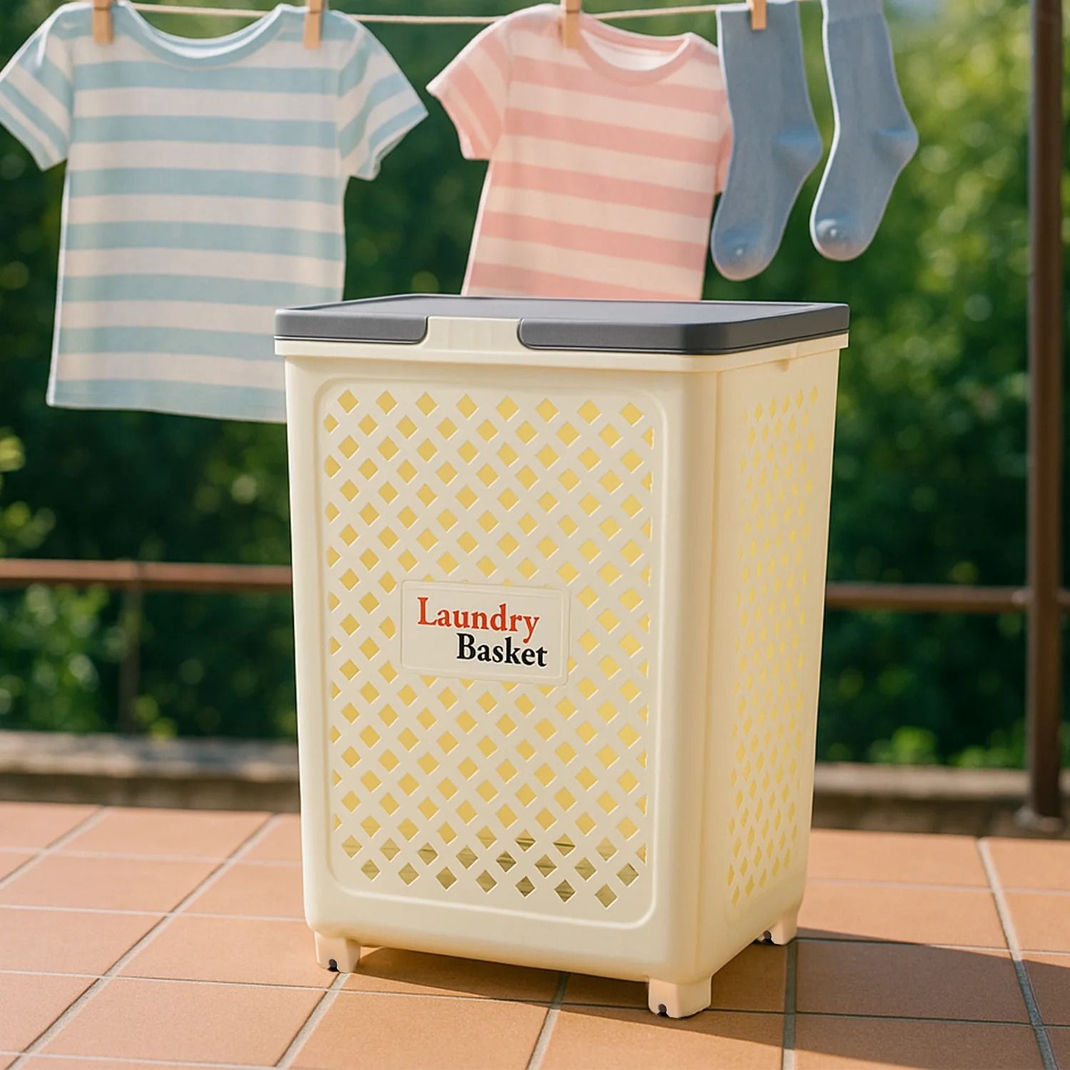 Stylish Laundry Basket with Lid - Durable & Practical