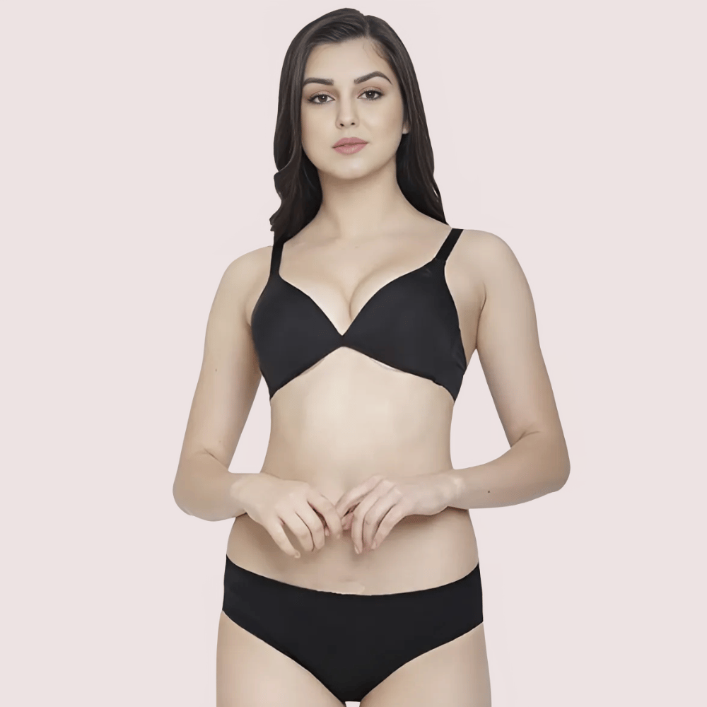 Non-Padded Plunge Bra Panty Set (2 pack)